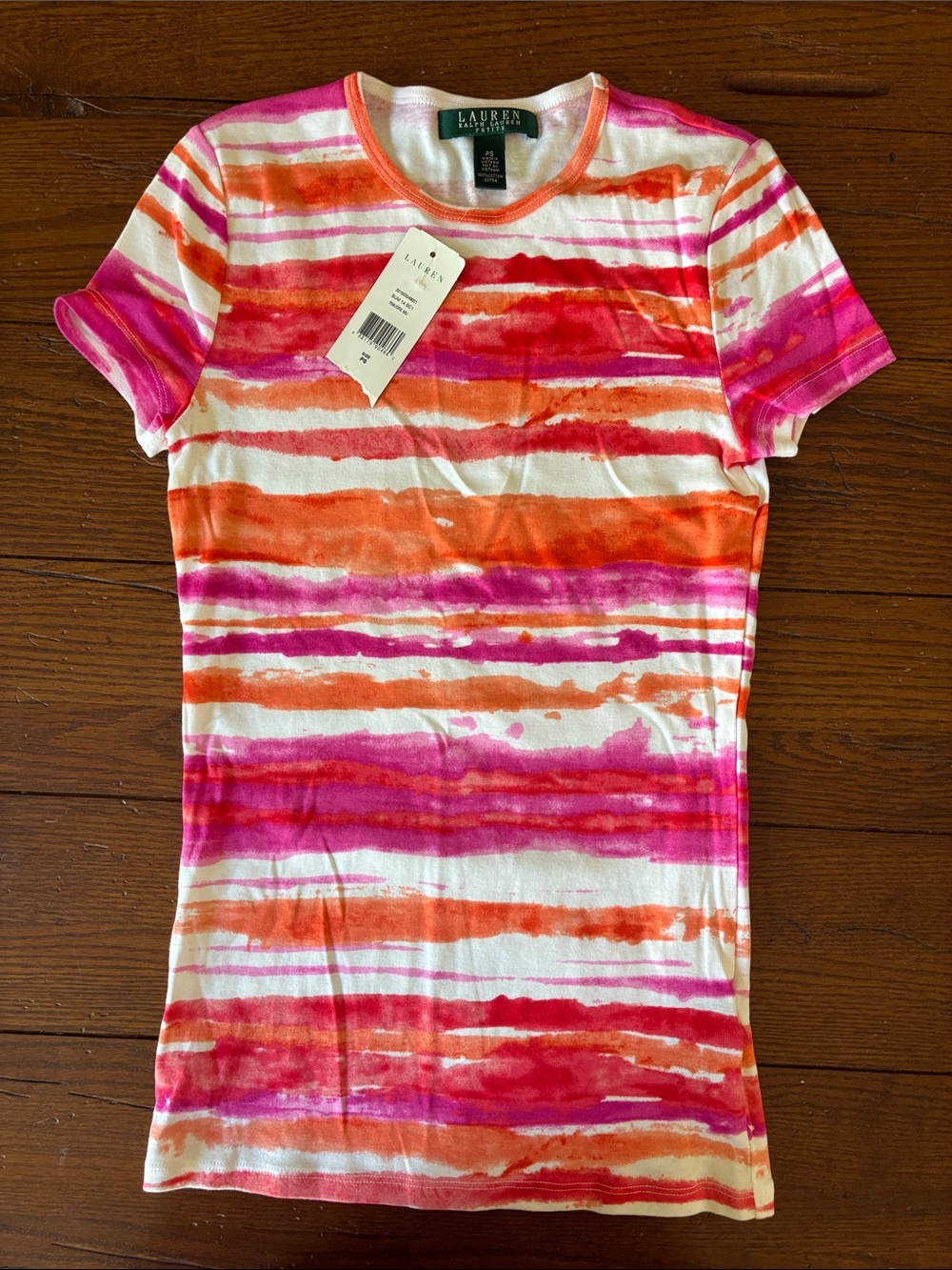 Lauren Ralph Lauren Pink & Orange Striped Short-Sleeve Tee